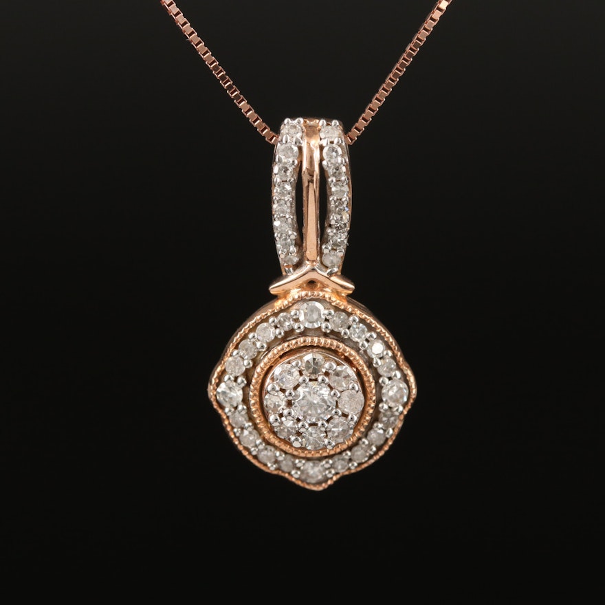 10K Rose Gold Diamond Pendant Necklace