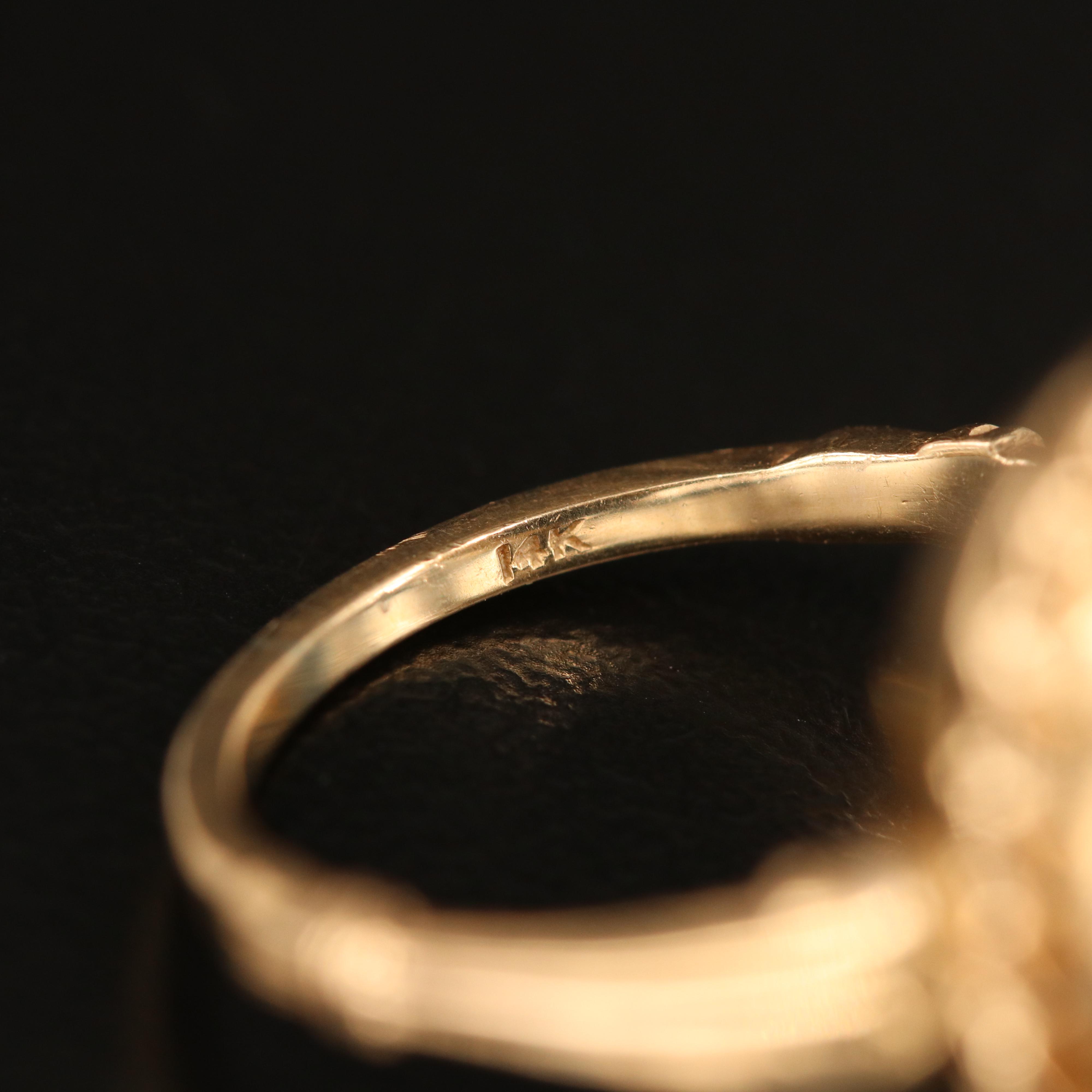 Mid-Victorian 14K Black Onyx and Seed Pearl Shamrock Ring