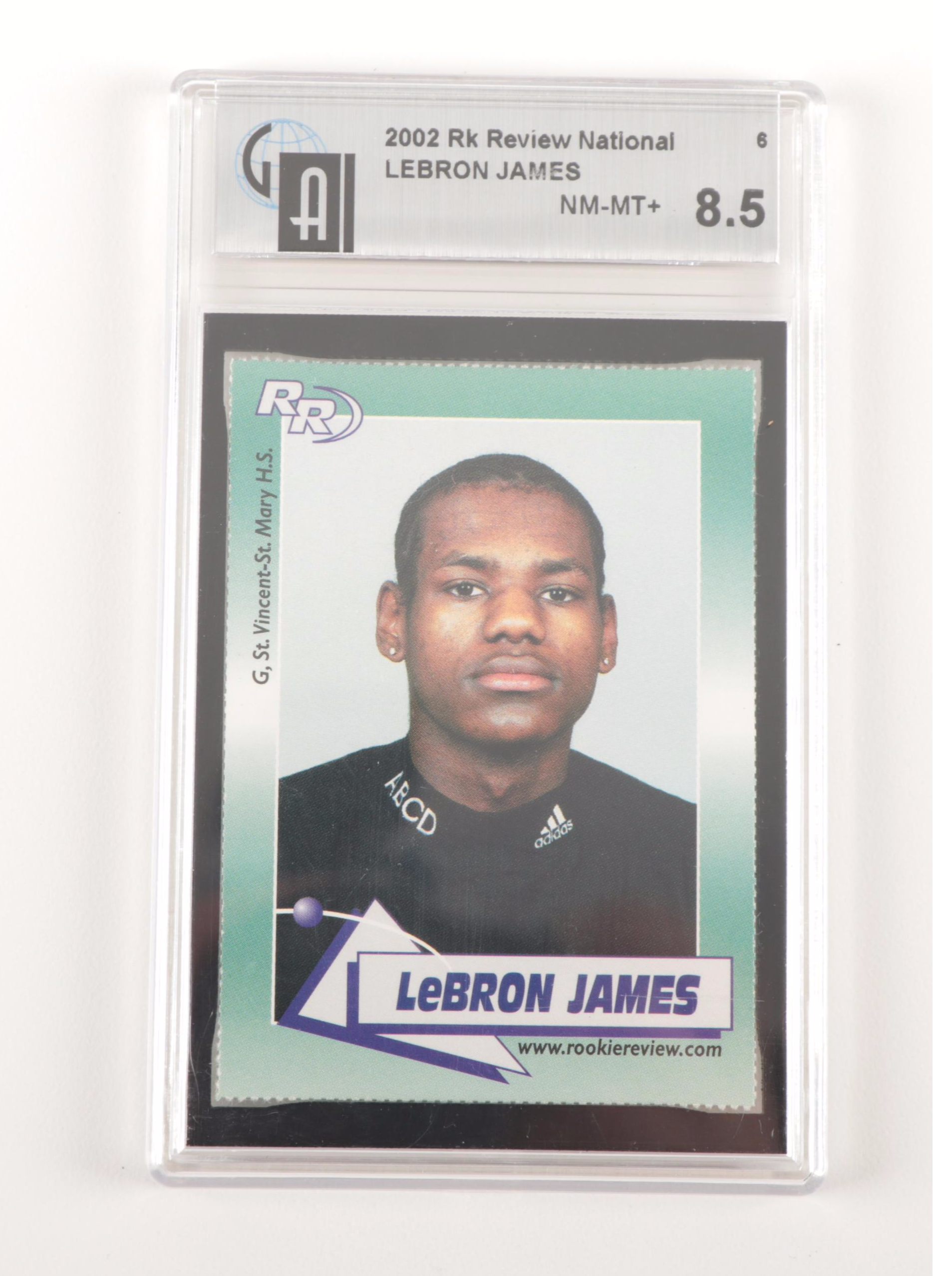 2002 Lebron James "Rookie Review" #6 and 2003 SI Global Graded Basketball Cards