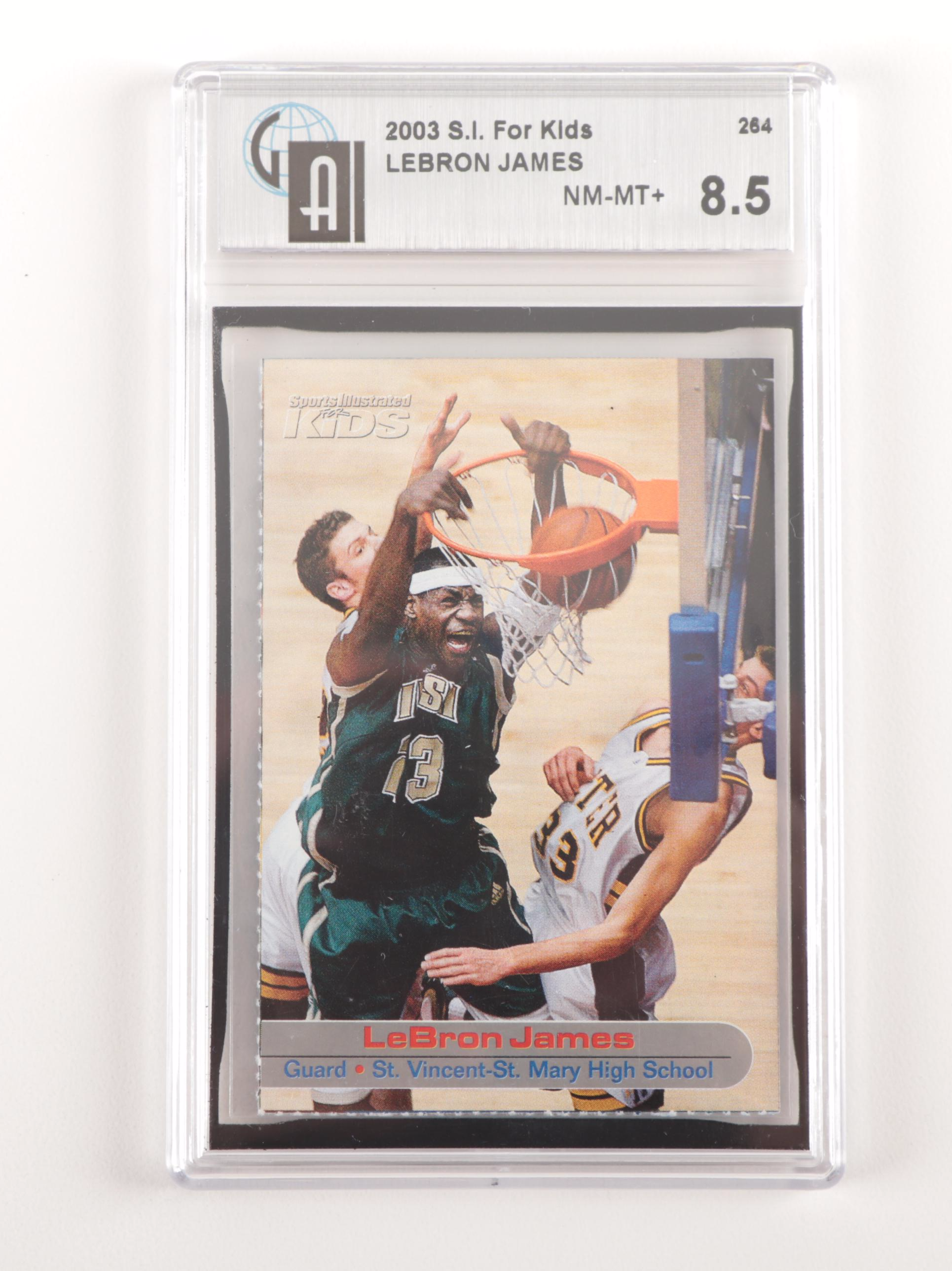 2002 Lebron James "Rookie Review" #6 and 2003 SI Global Graded Basketball Cards