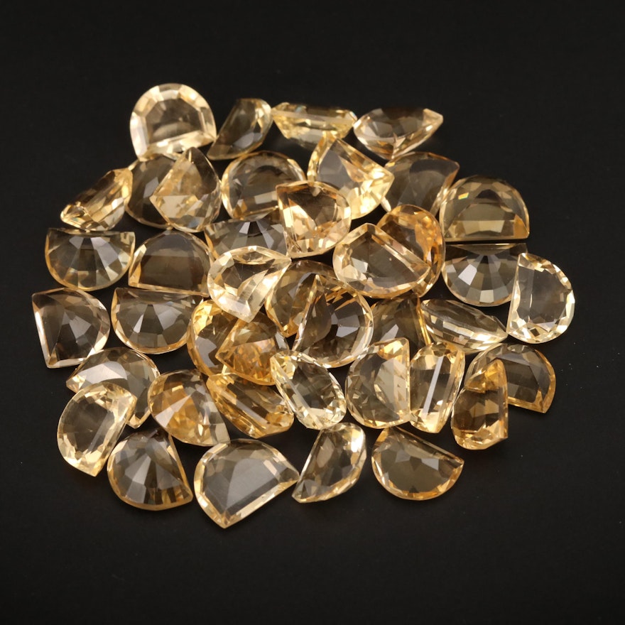Loose 105.09 CTW Half Moon Faceted Citrines
