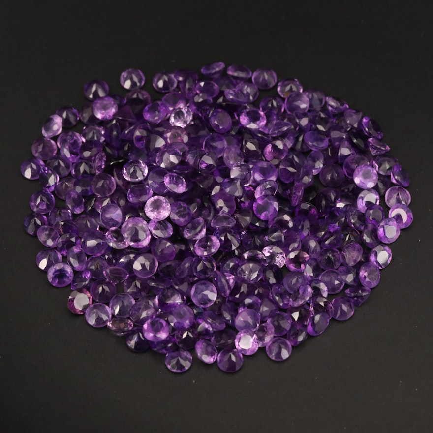 Loose 101.28 CTW Round Faceted Amethysts
