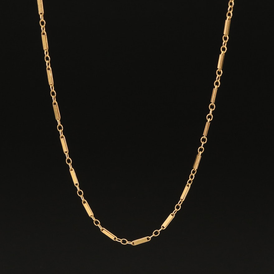 14K Figaro Bar Chain Necklace