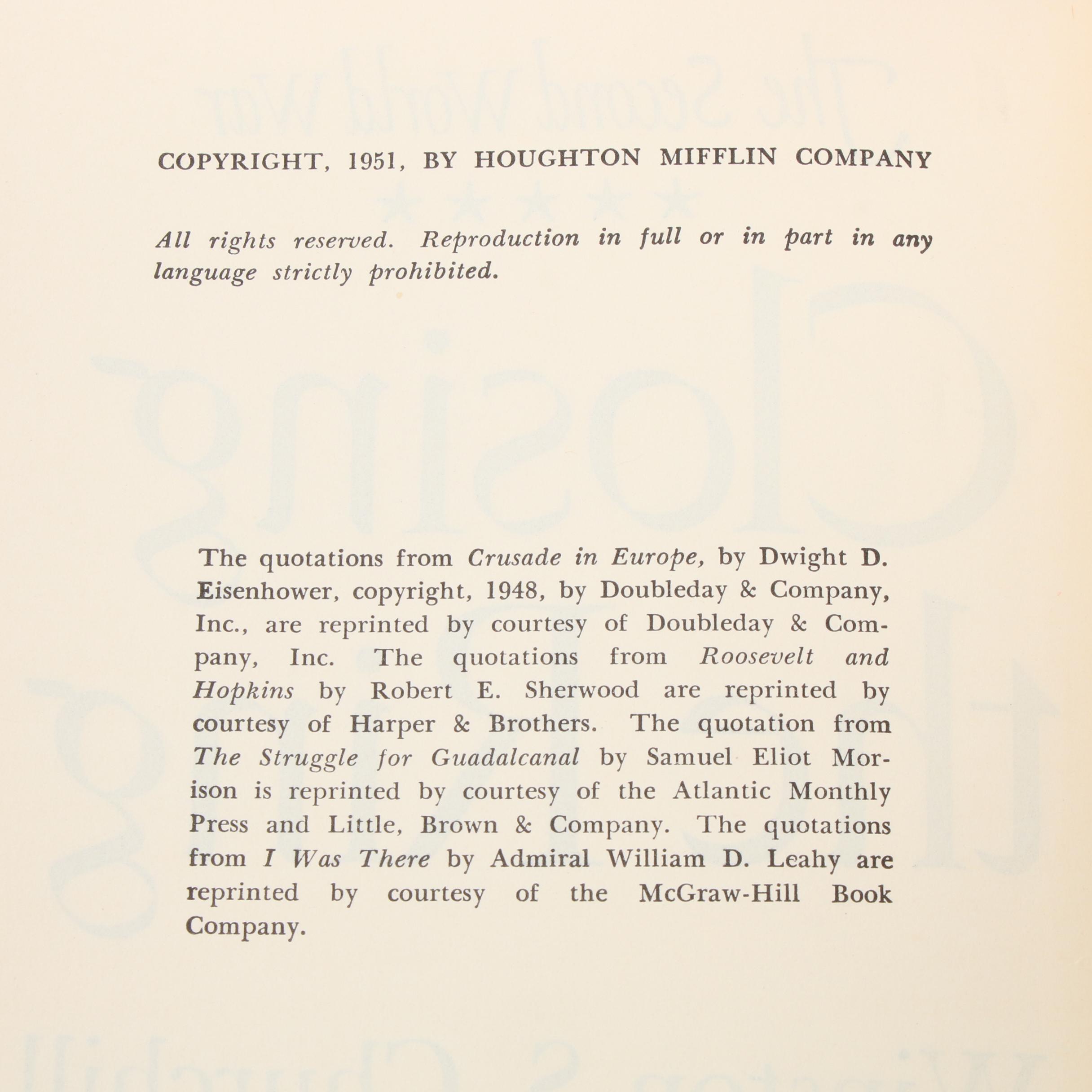 First Edition "The Second World War" Set by Winston Churchill, 1948 - 1953