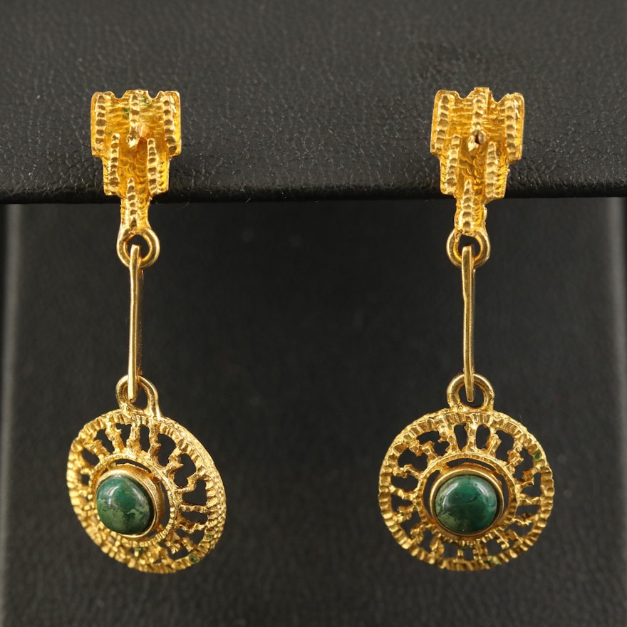 18K Eilat Stone Pendulum Earrings