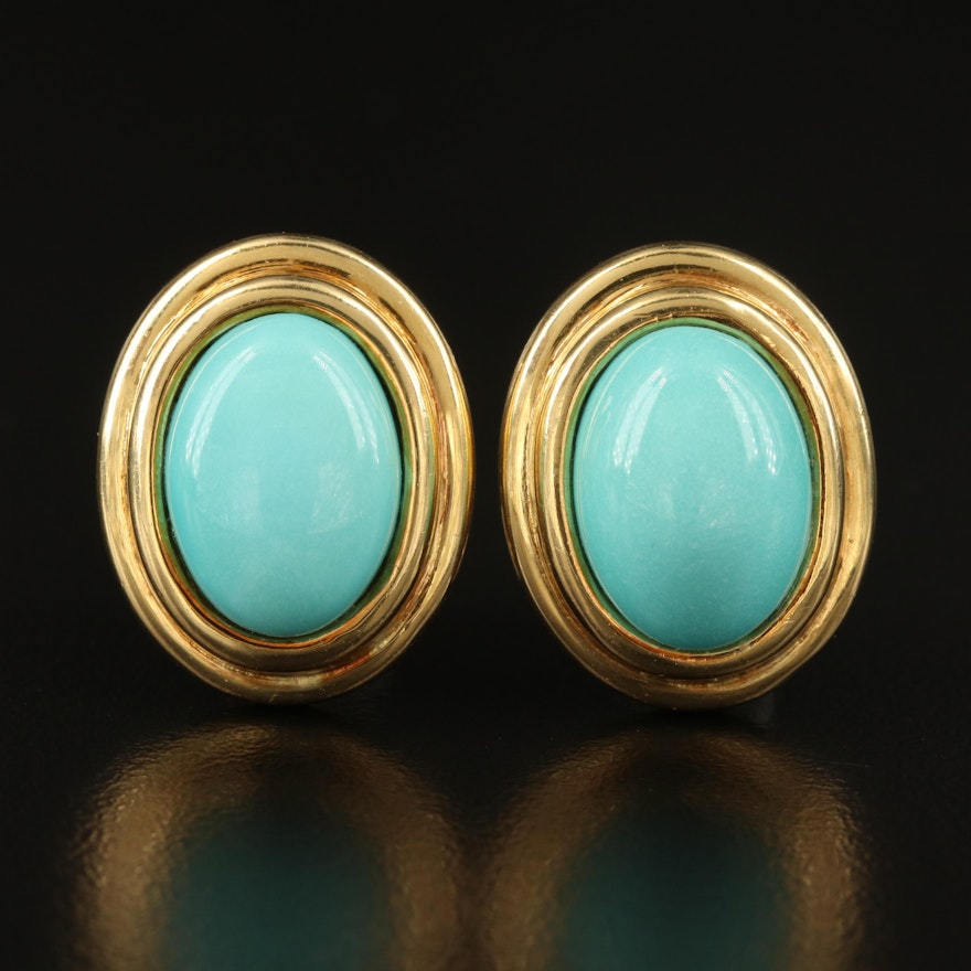 Cellino 18K Turquoise Button Earrings