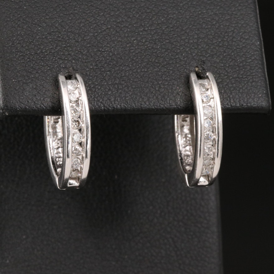 14K Diamond Huggie Earrings