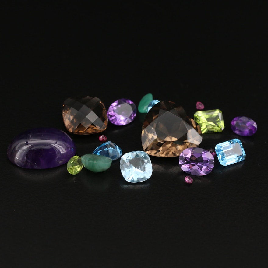 Loose 42.96 CTW Gemstones Including Amethyst and Smoky Quartz