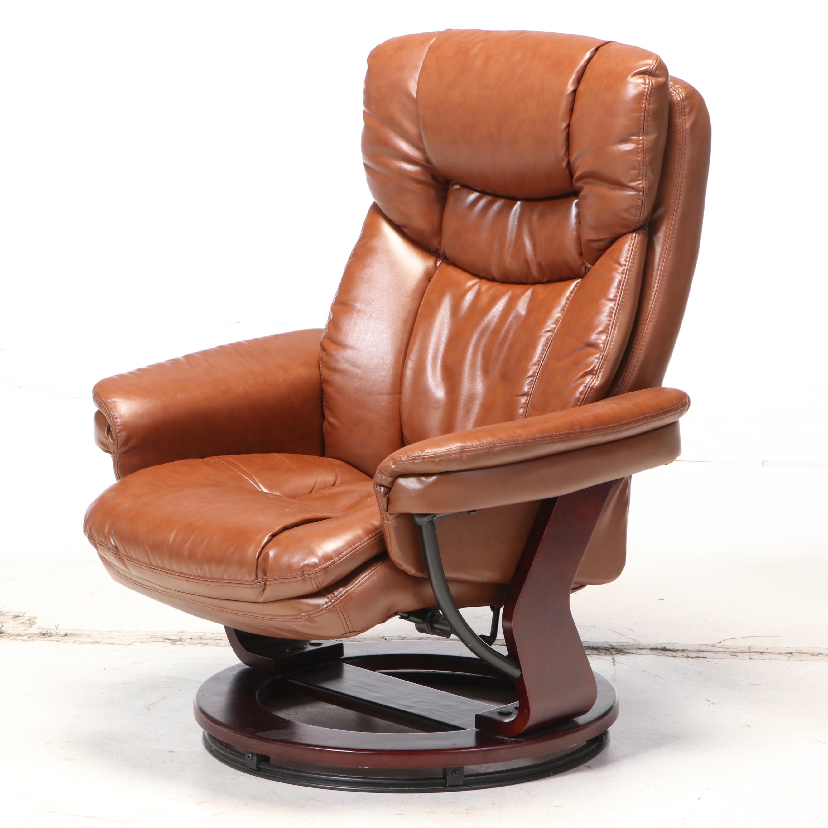 Belnick Inc. Faux-Leather Swivel Recliner and Ottoman