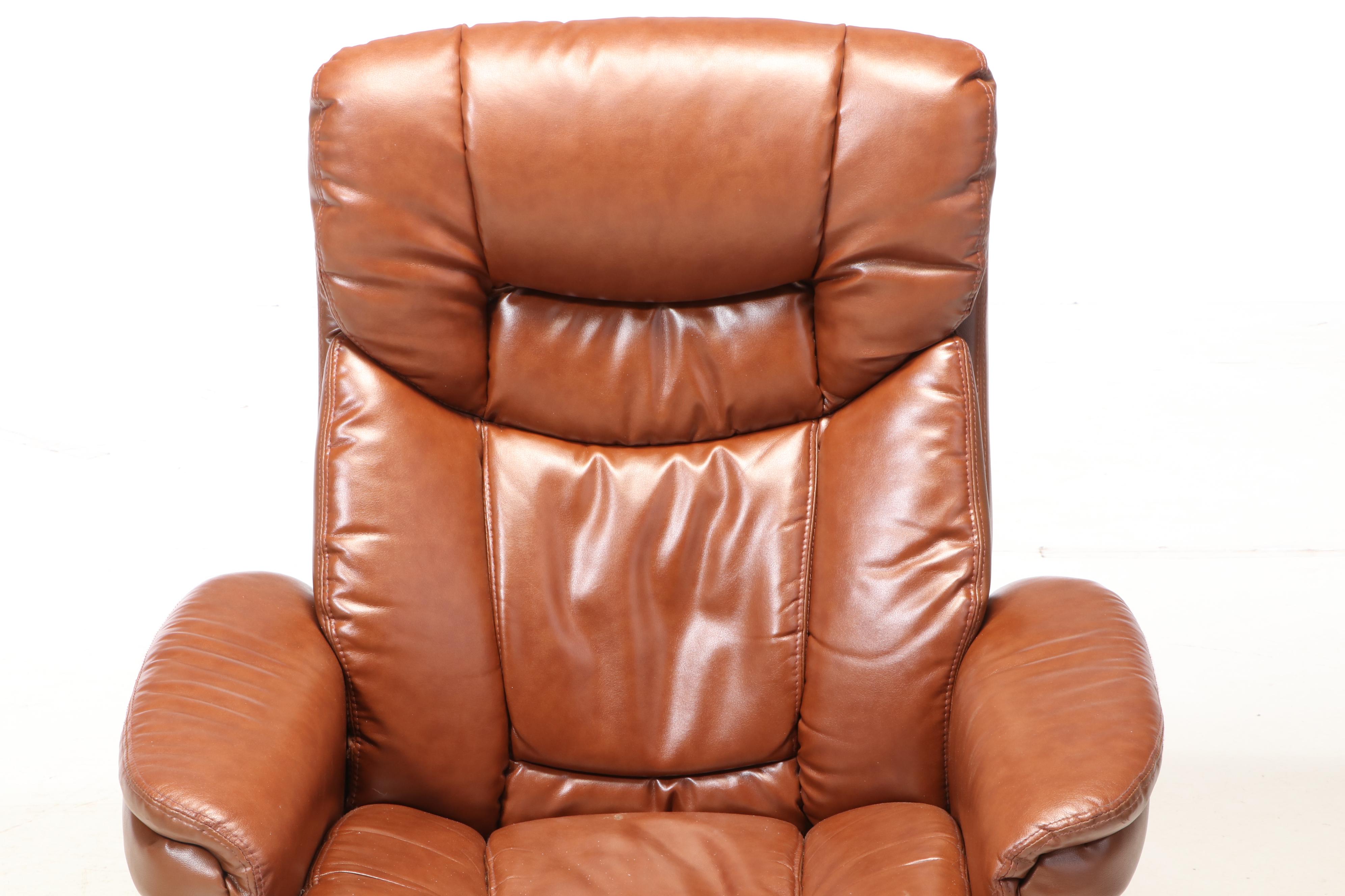 Belnick Inc. Faux-Leather Swivel Recliner and Ottoman