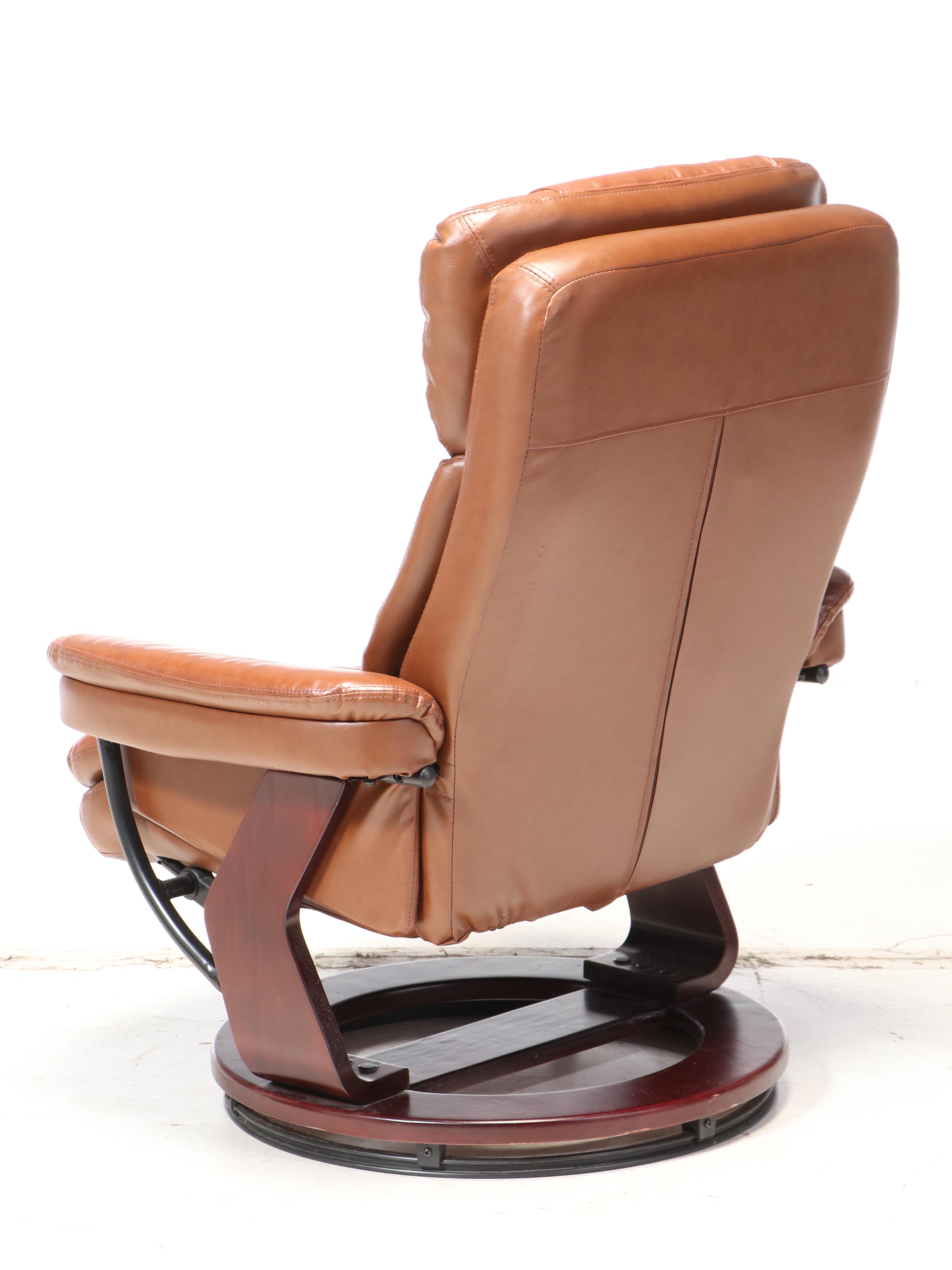 Belnick Inc. Faux-Leather Swivel Recliner and Ottoman
