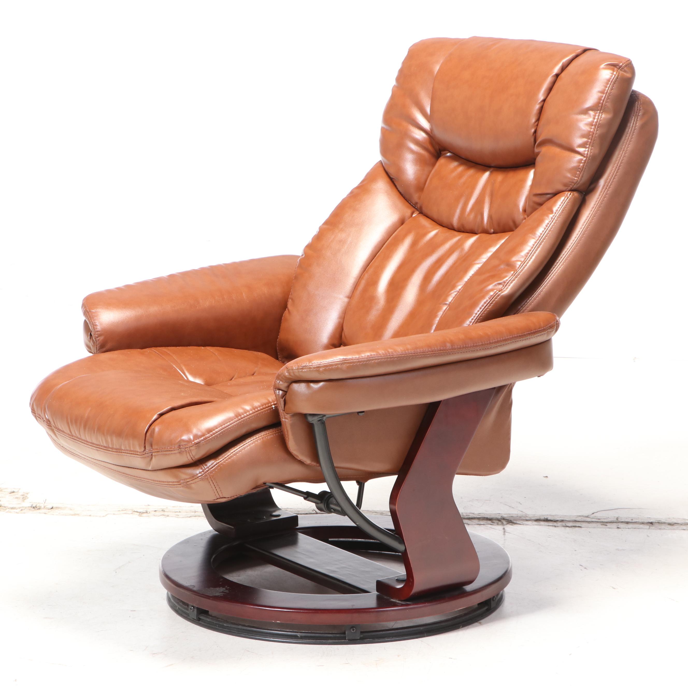 Belnick Inc. Faux-Leather Swivel Recliner and Ottoman