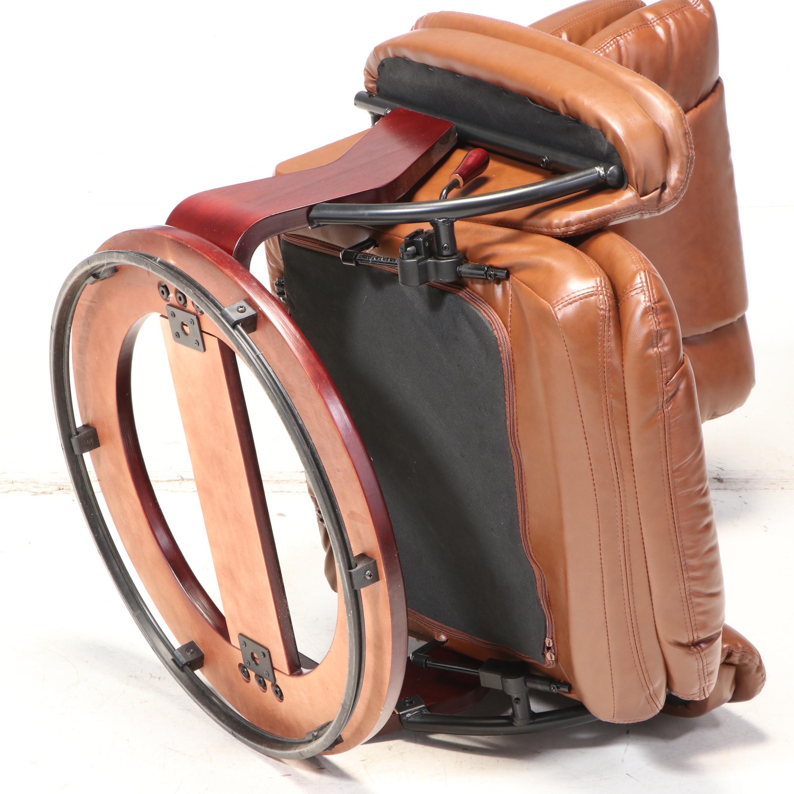 Belnick Inc. Faux-Leather Swivel Recliner and Ottoman