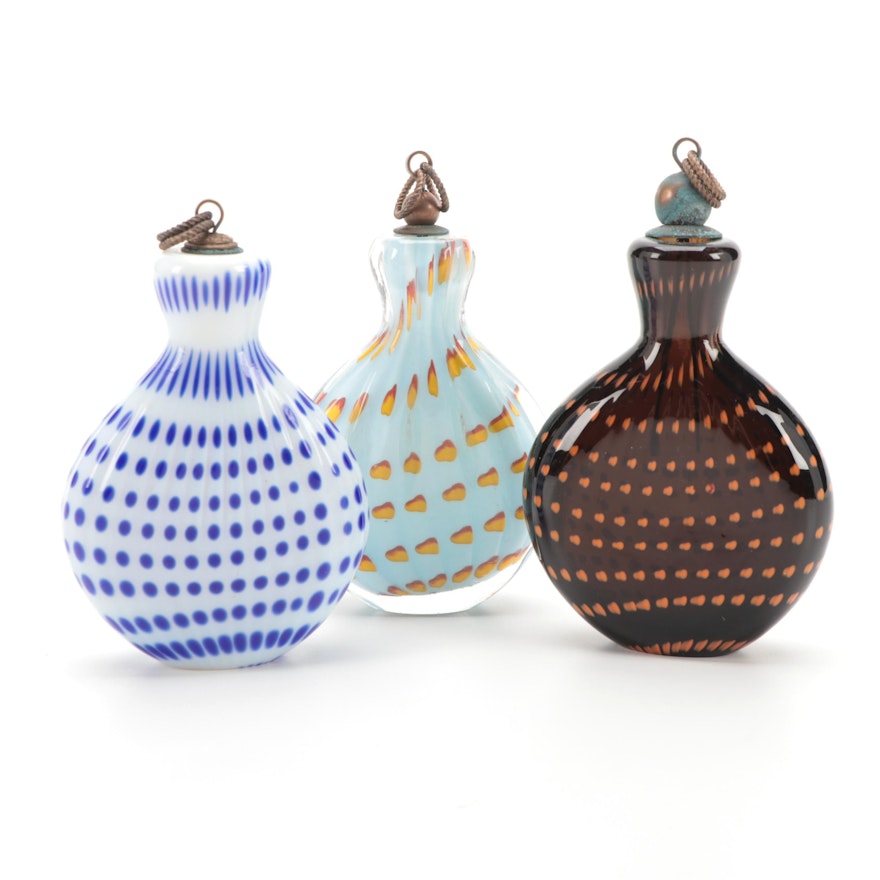 Bavarian Art Glass Snuff Bottles, Antique