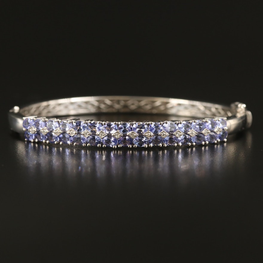 Sterling Tanzanite and Sapphire Double Row Bracelet