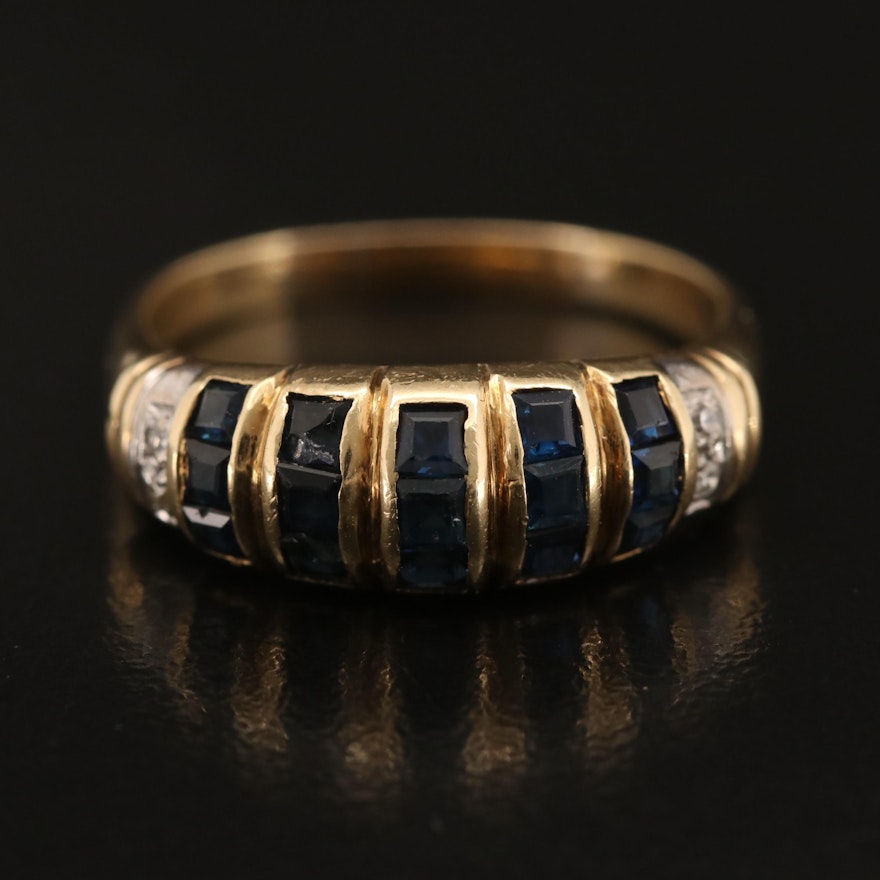 14K Sapphire and Diamond Ring with Euro Shank