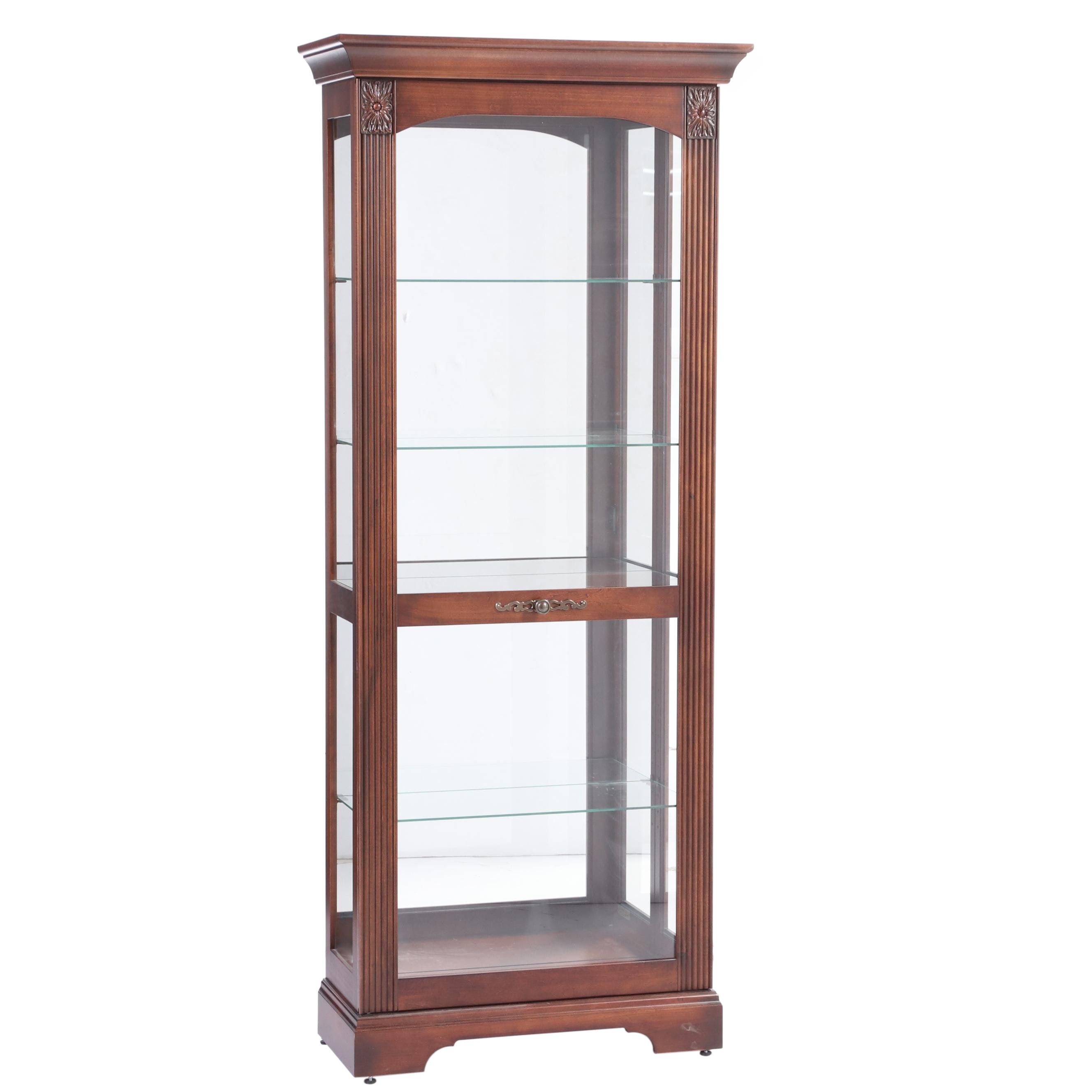 Howard Miller Cherrywood-Stained Mirror-Back Display Cabinet