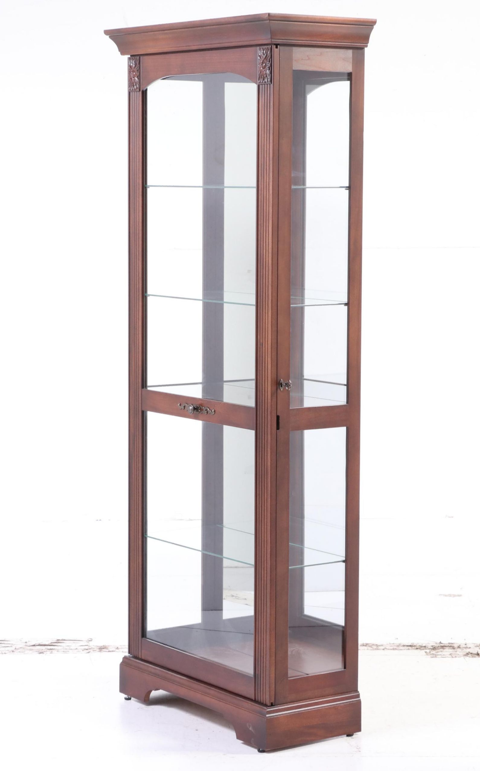 Howard Miller Cherrywood-Stained Mirror-Back Display Cabinet