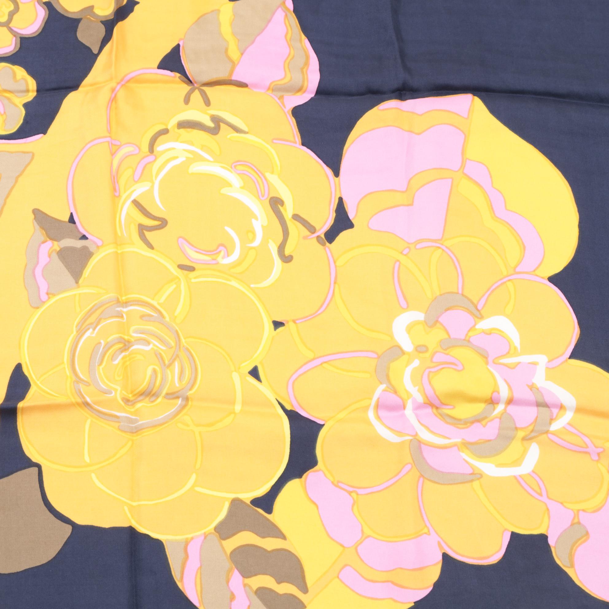 Christian Dior Abstract Floral Print Silk Twill Scarf