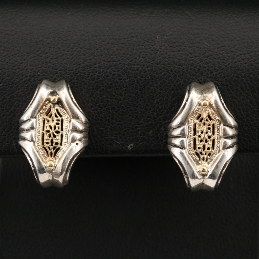 18K Two-Tone Openwork Earrings