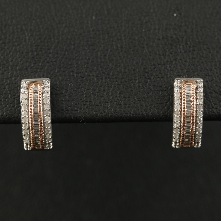 10K Diamond Huggie Earrings