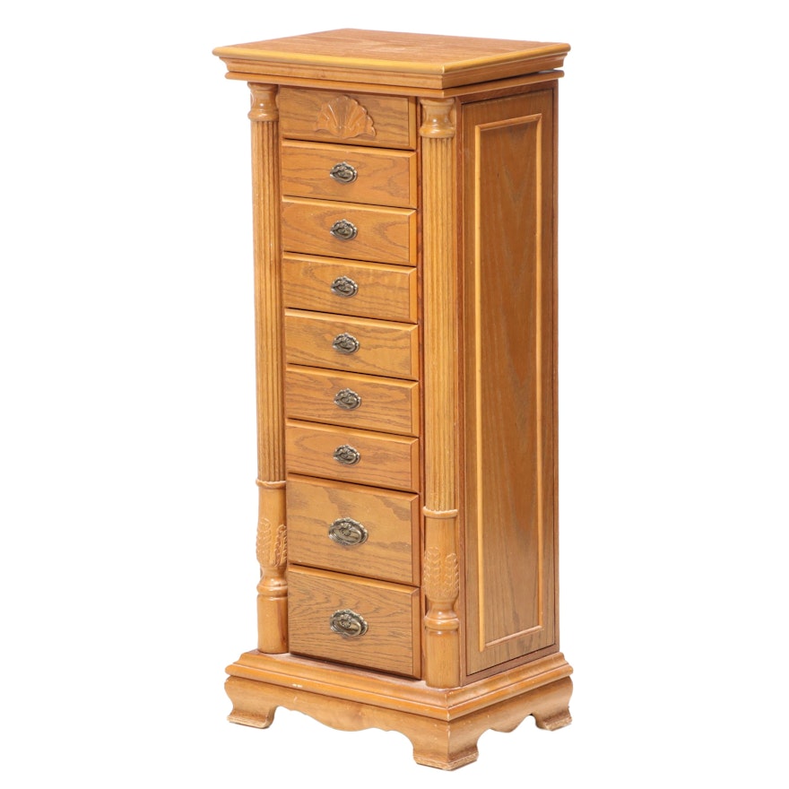 Powell Oak Jewelry Armoire, Late 20th Century