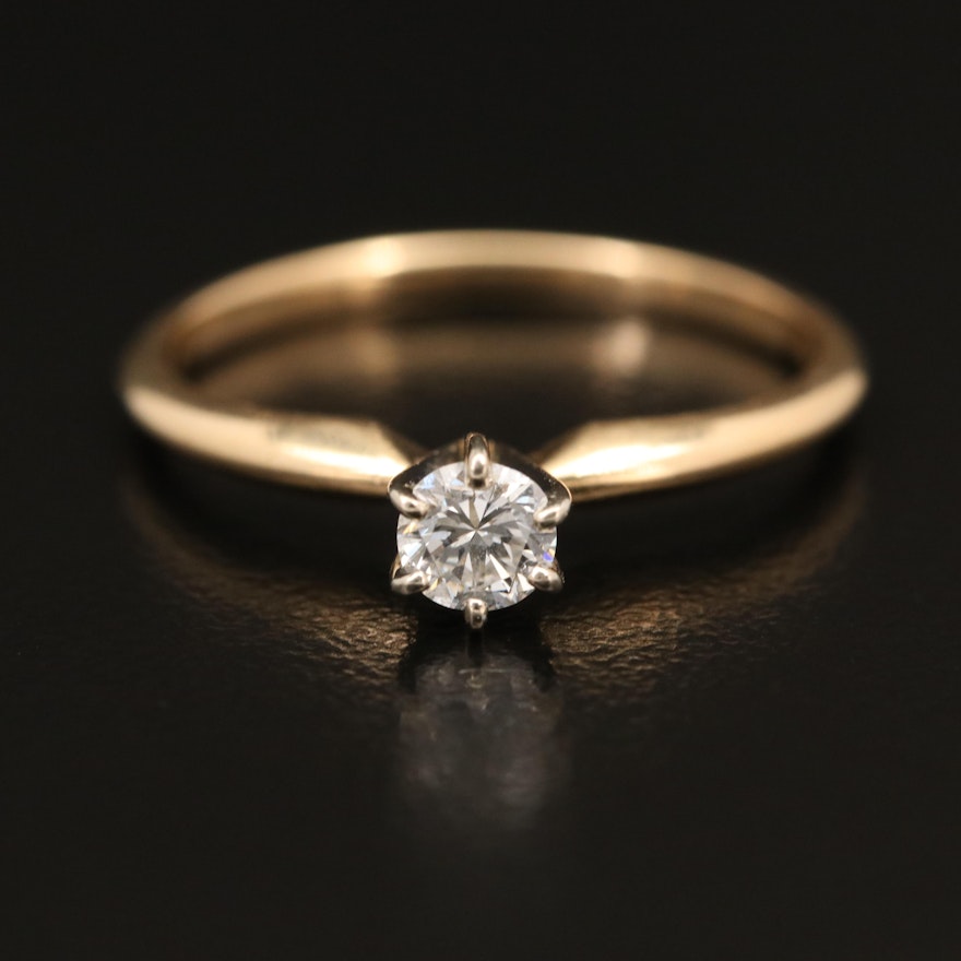 14K 0.21 CT Diamond Solitaire Ring