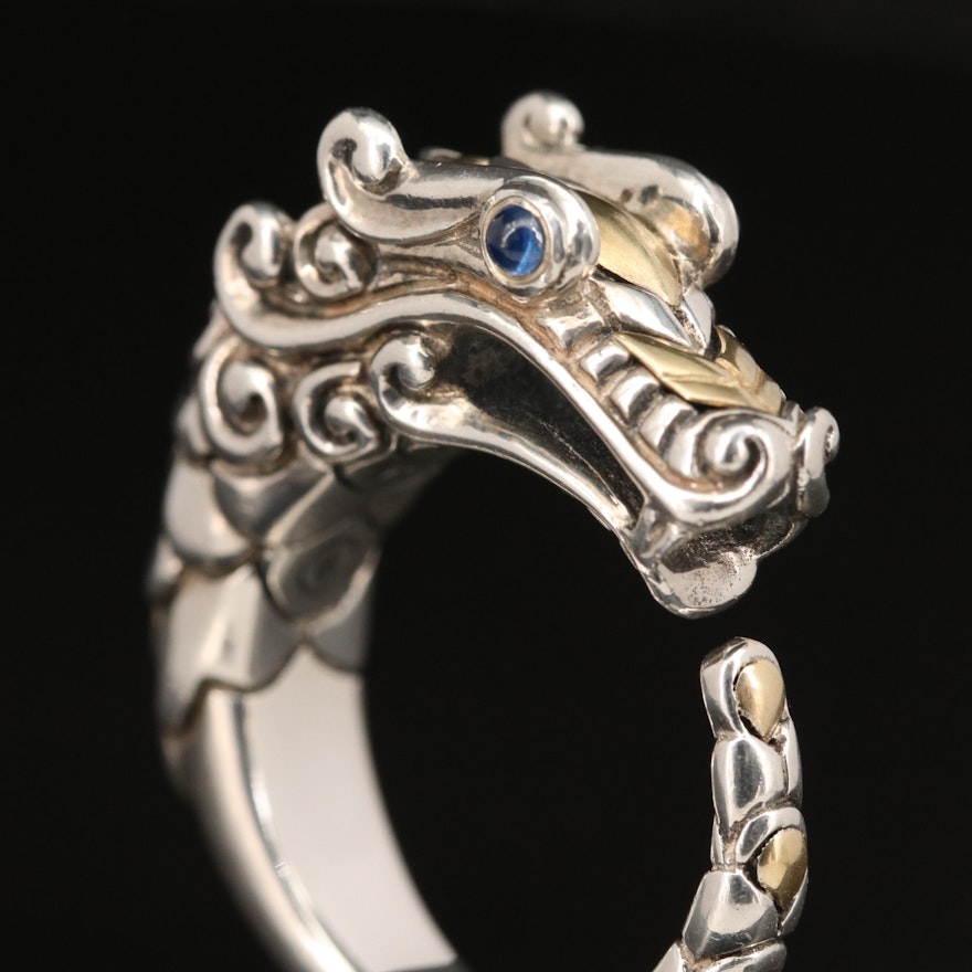 John Hardy "Legends Naga" Sterling Sapphire Ring with 18K Accents