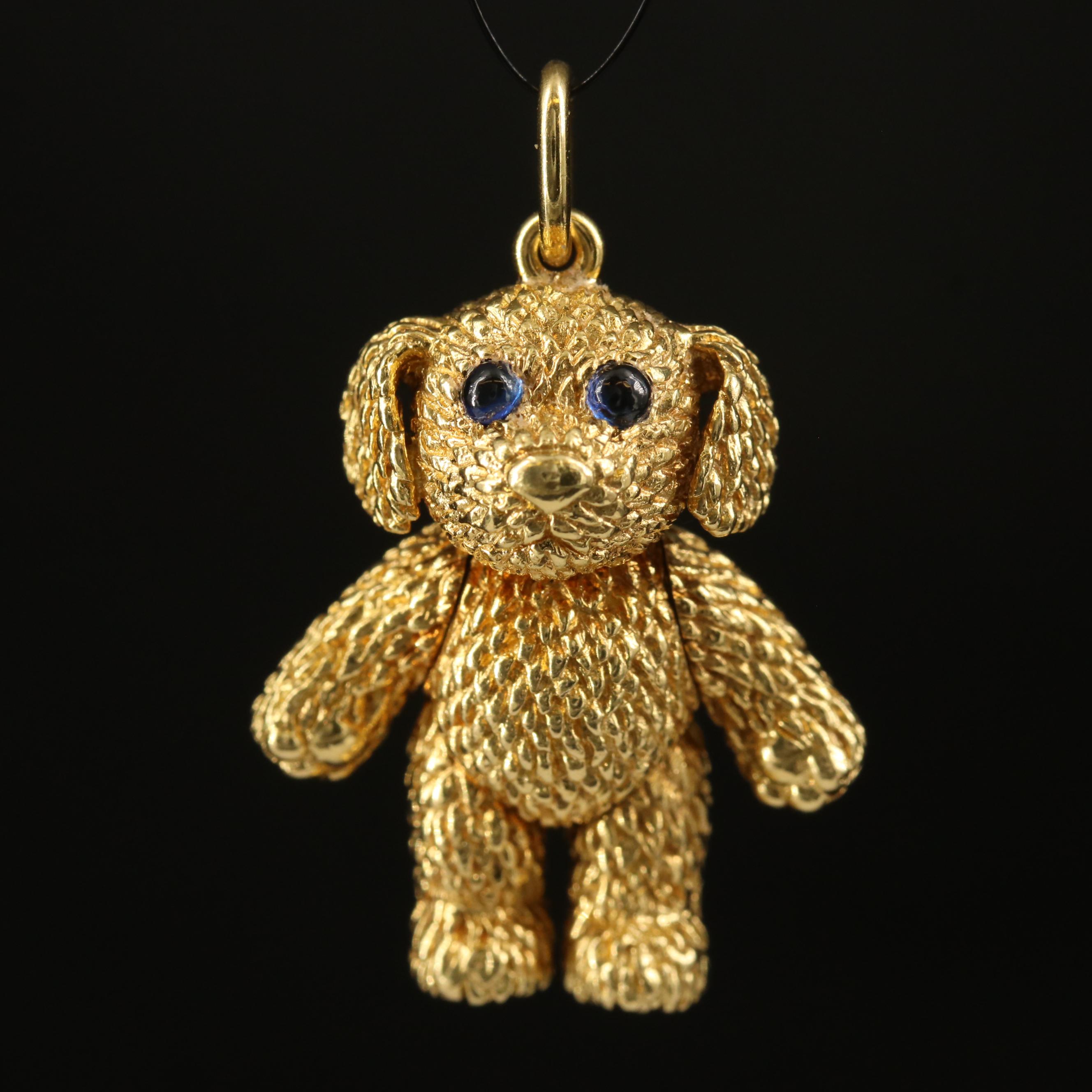 Robert Bruce Bielka 18K Sapphire Articulated Puppy Pendant
