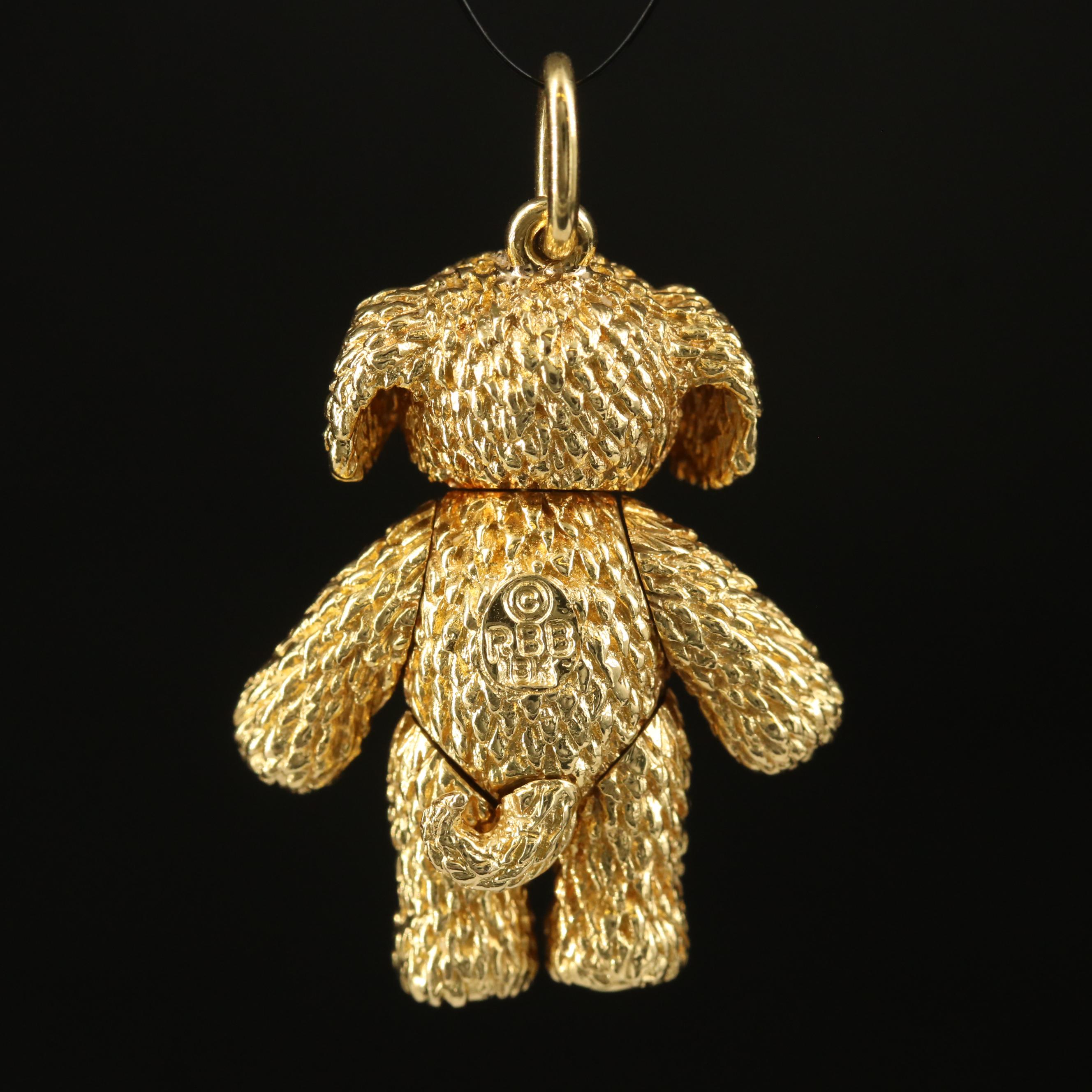 Robert Bruce Bielka 18K Sapphire Articulated Puppy Pendant