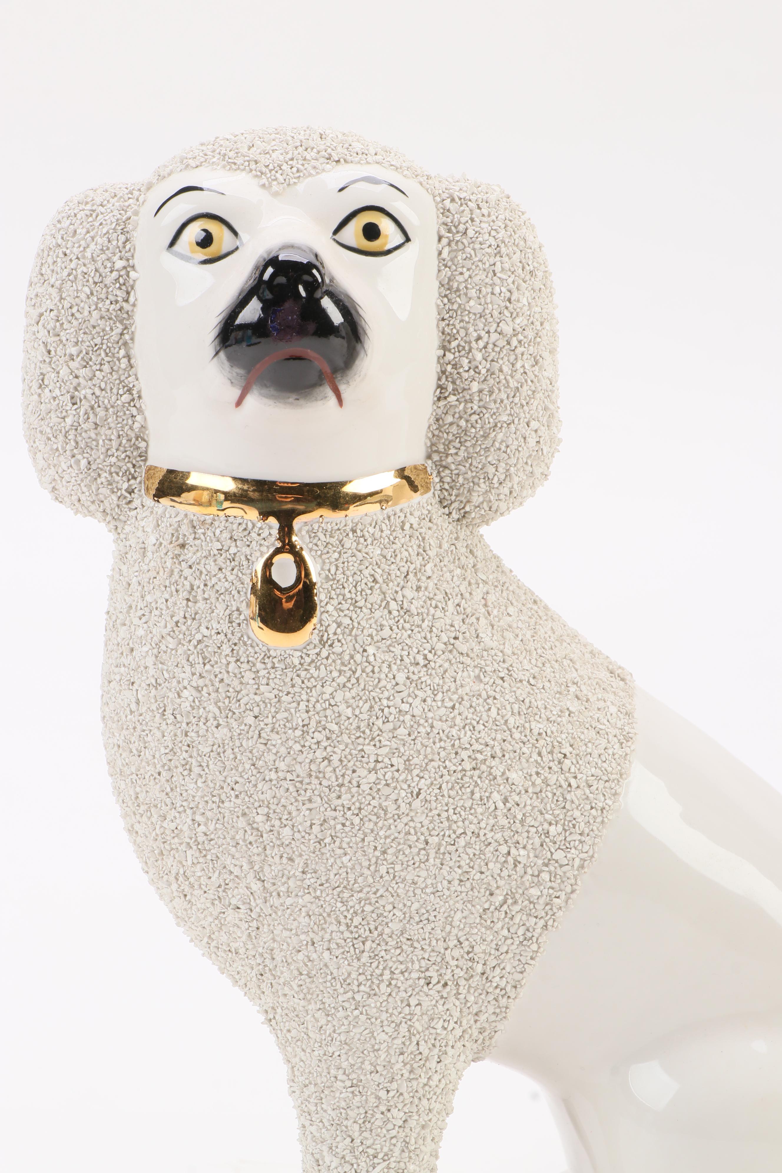 Pair of Department 56 Staffordshire Style Ceramic Poodles, Late 20th Century