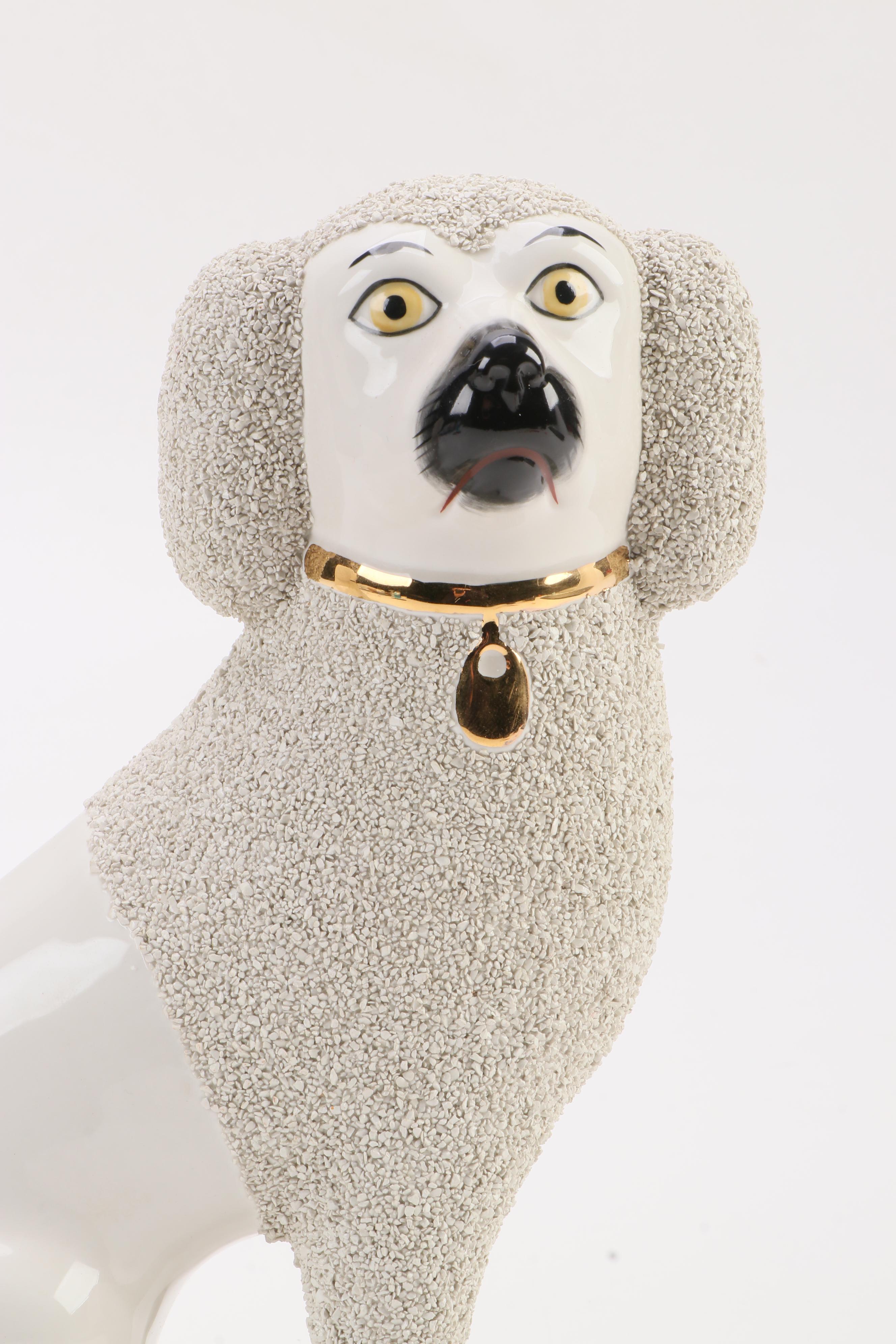 Pair of Department 56 Staffordshire Style Ceramic Poodles, Late 20th Century
