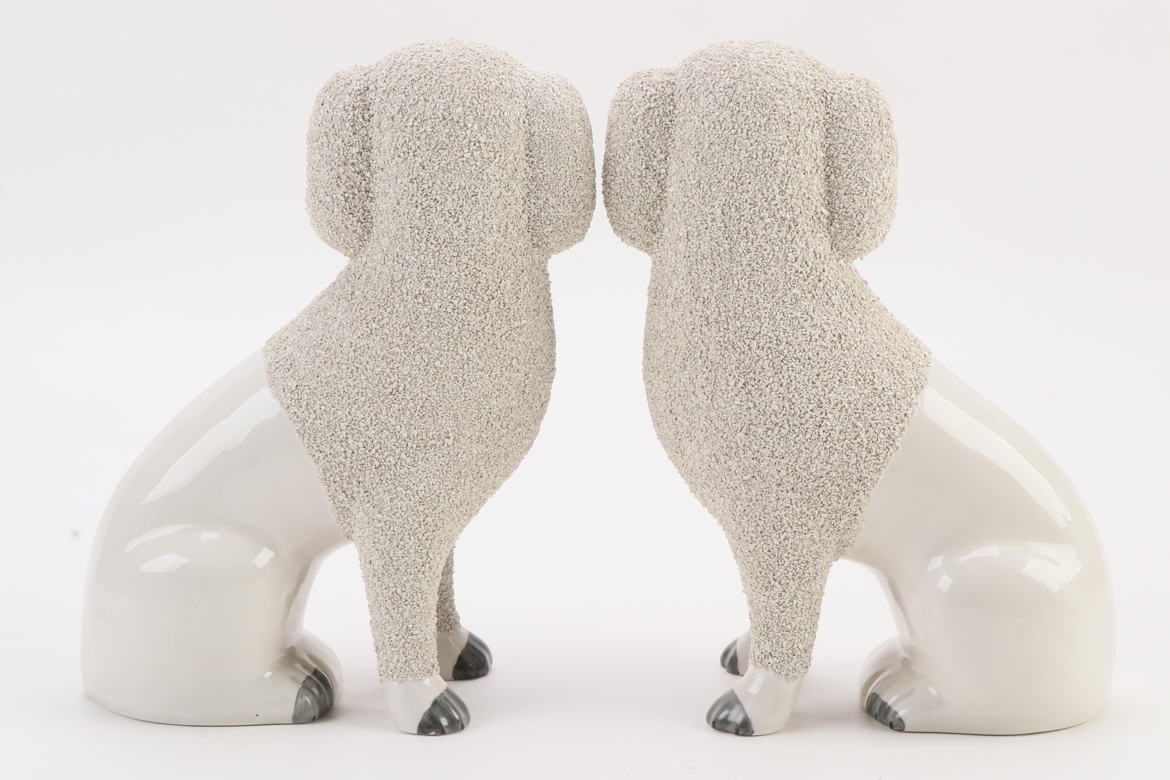 Pair of Department 56 Staffordshire Style Ceramic Poodles, Late 20th Century
