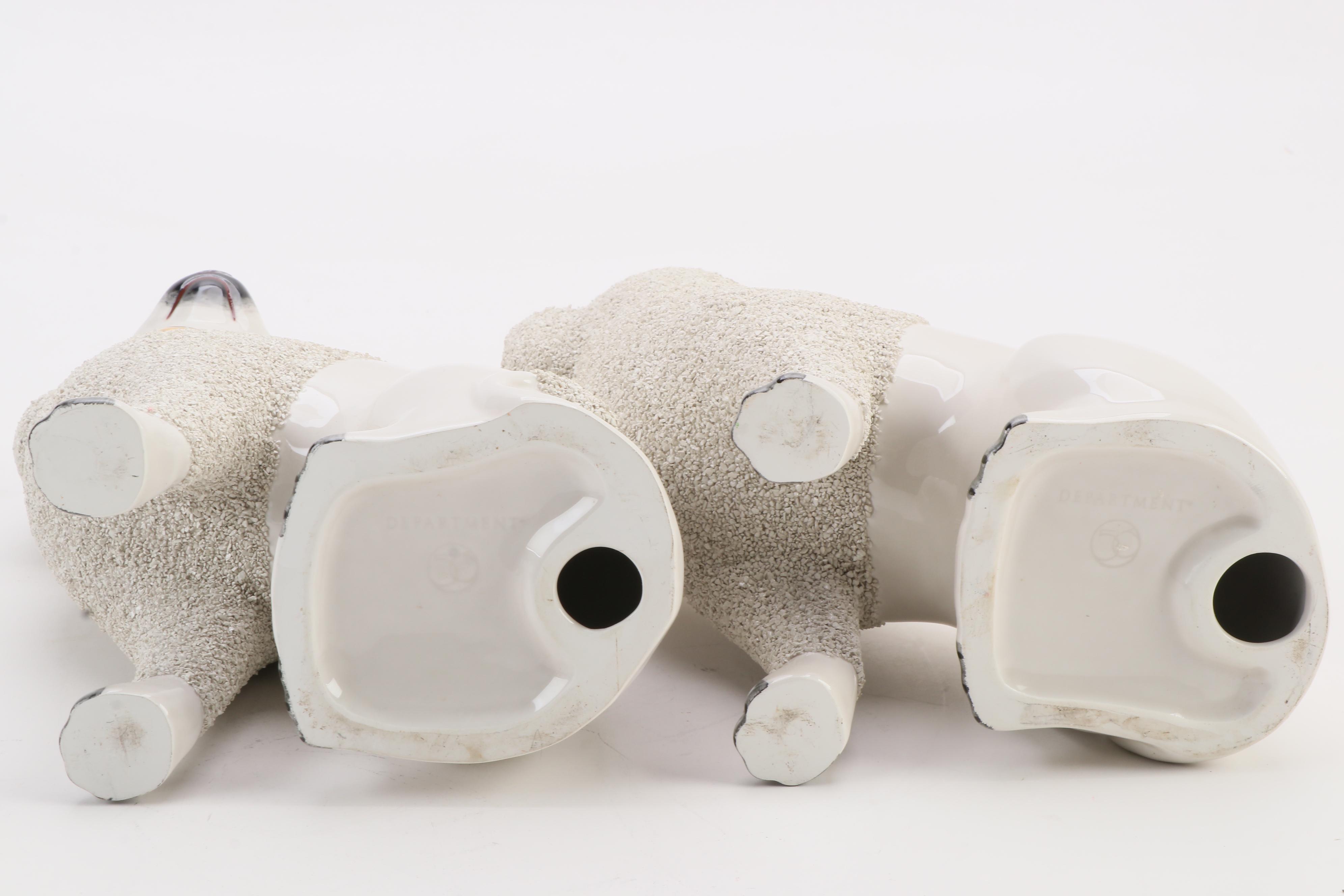 Pair of Department 56 Staffordshire Style Ceramic Poodles, Late 20th Century