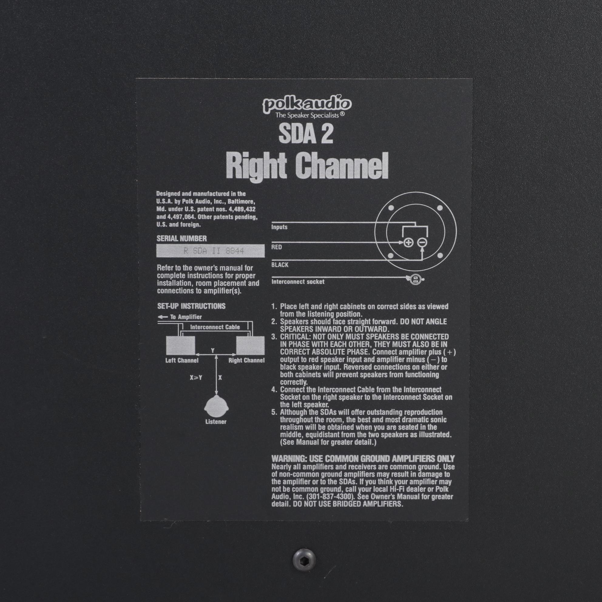 Pair of Polk Audio SDA 2 Walnut Veneer Tower Speakers