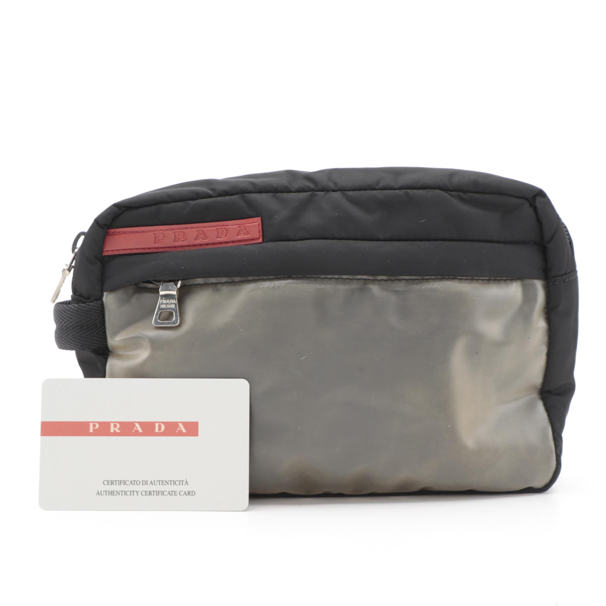 Prada Necessaire Pouch in Luna Rossa Tessuto Nylon and Piuma Latex
