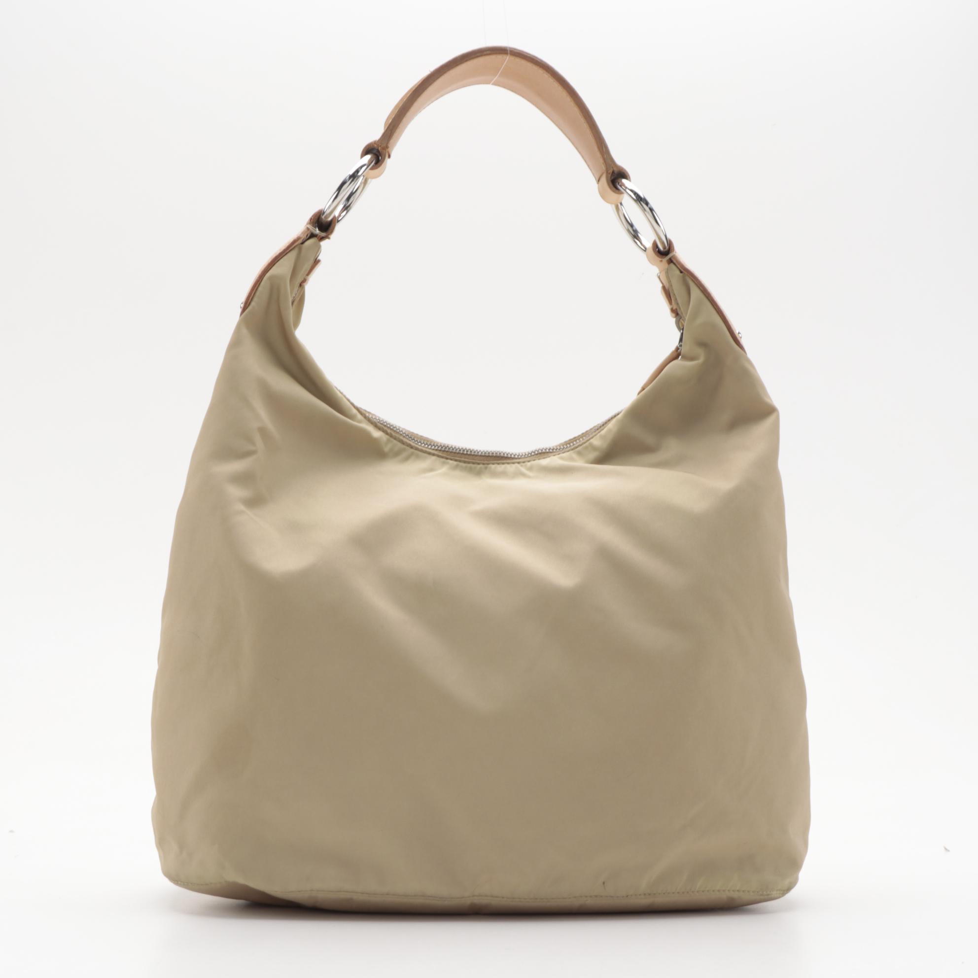 Prada Embroidered Logo Bag in Cammello Tessuto Nylon