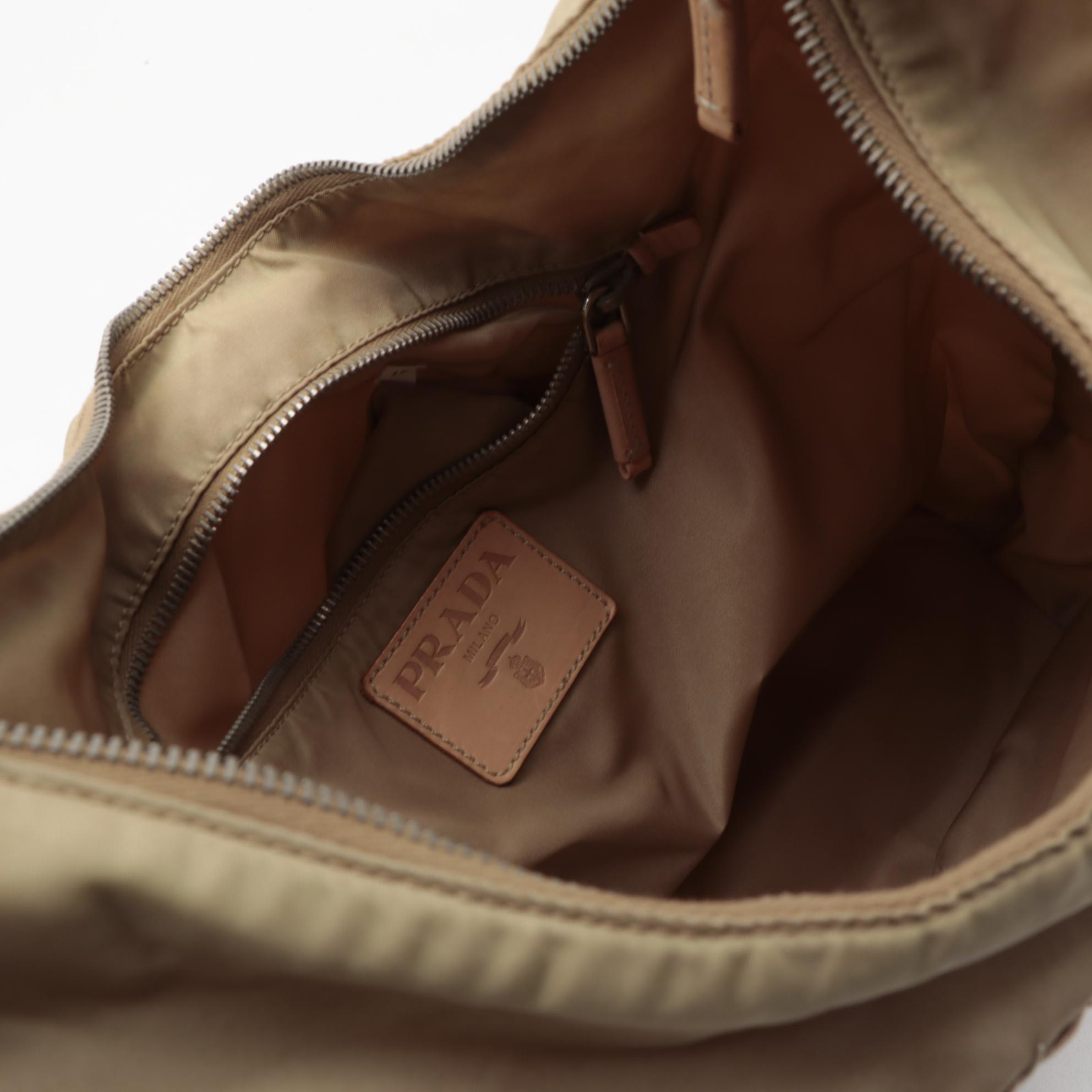 Prada Embroidered Logo Bag in Cammello Tessuto Nylon