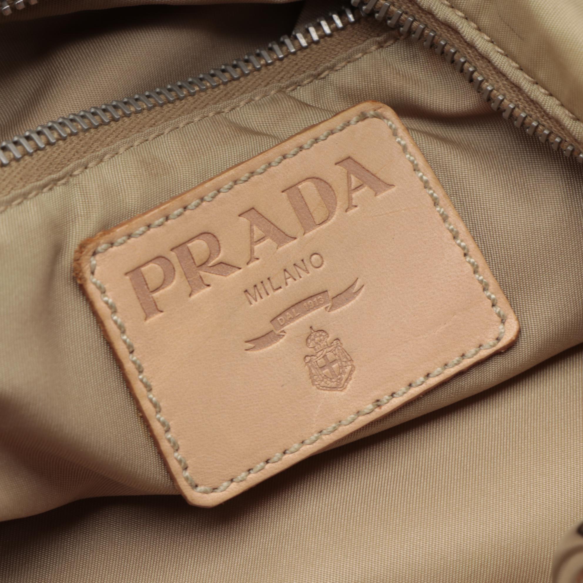 Prada Embroidered Logo Bag in Cammello Tessuto Nylon