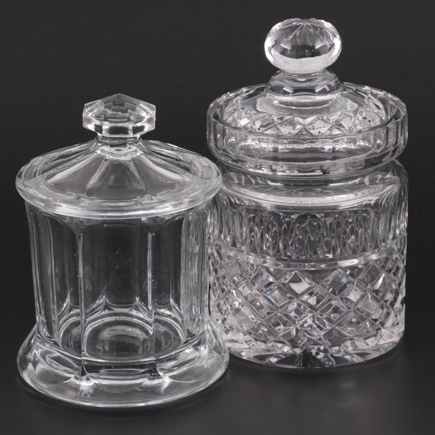 Glass and Crystal Lidded Cookie and Biscuit Jars