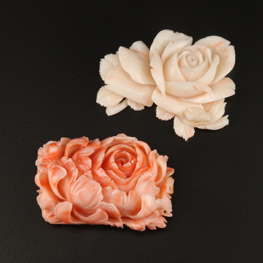 Loose Carved Coral Flowers