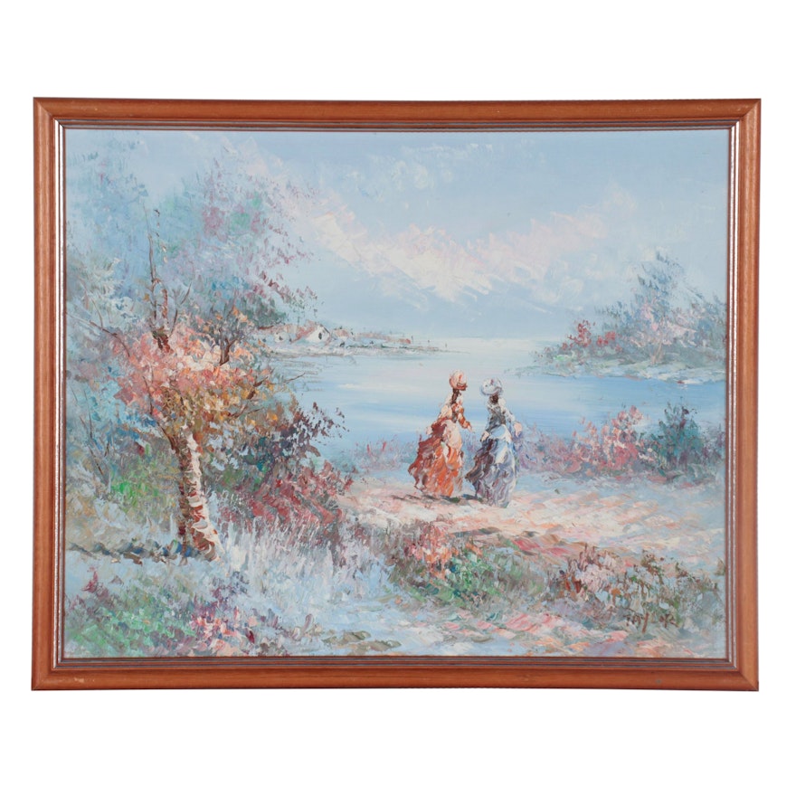 Impressionist Style Oil Painting, Late 20th Century