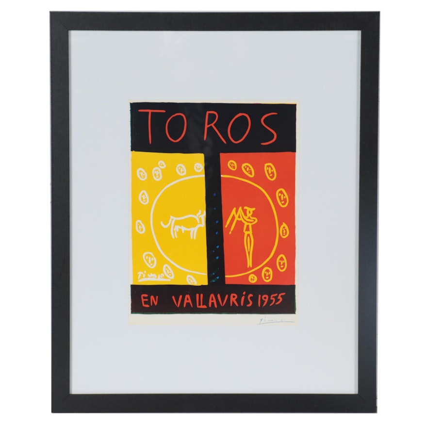 Poster Print after Pablo Picasso "Toros En Vallauris 1955," Late 20th Century
