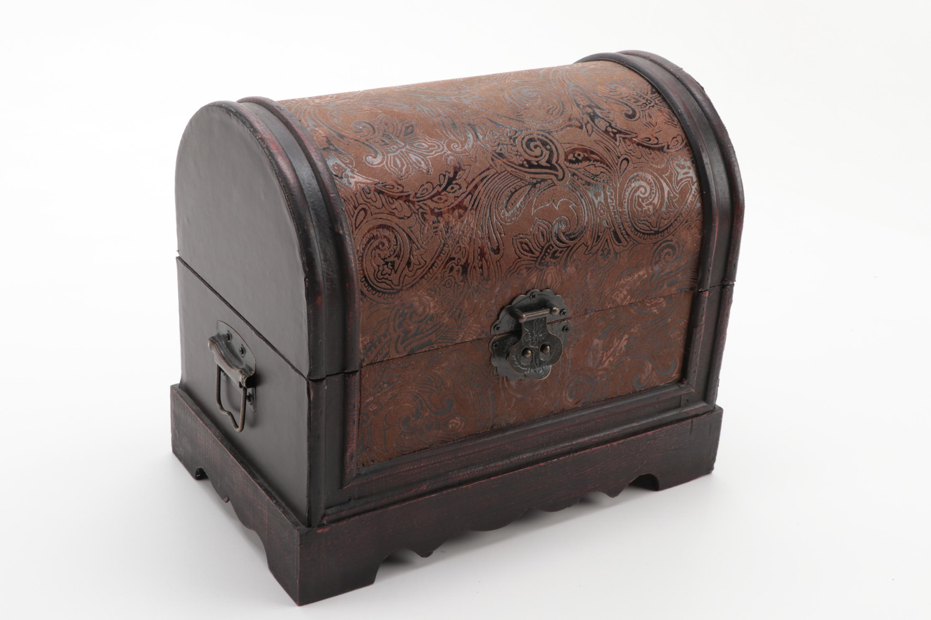 Wooden Chest, Rustic BoxClox, Ceramic Elephant and Embellished Metal Box