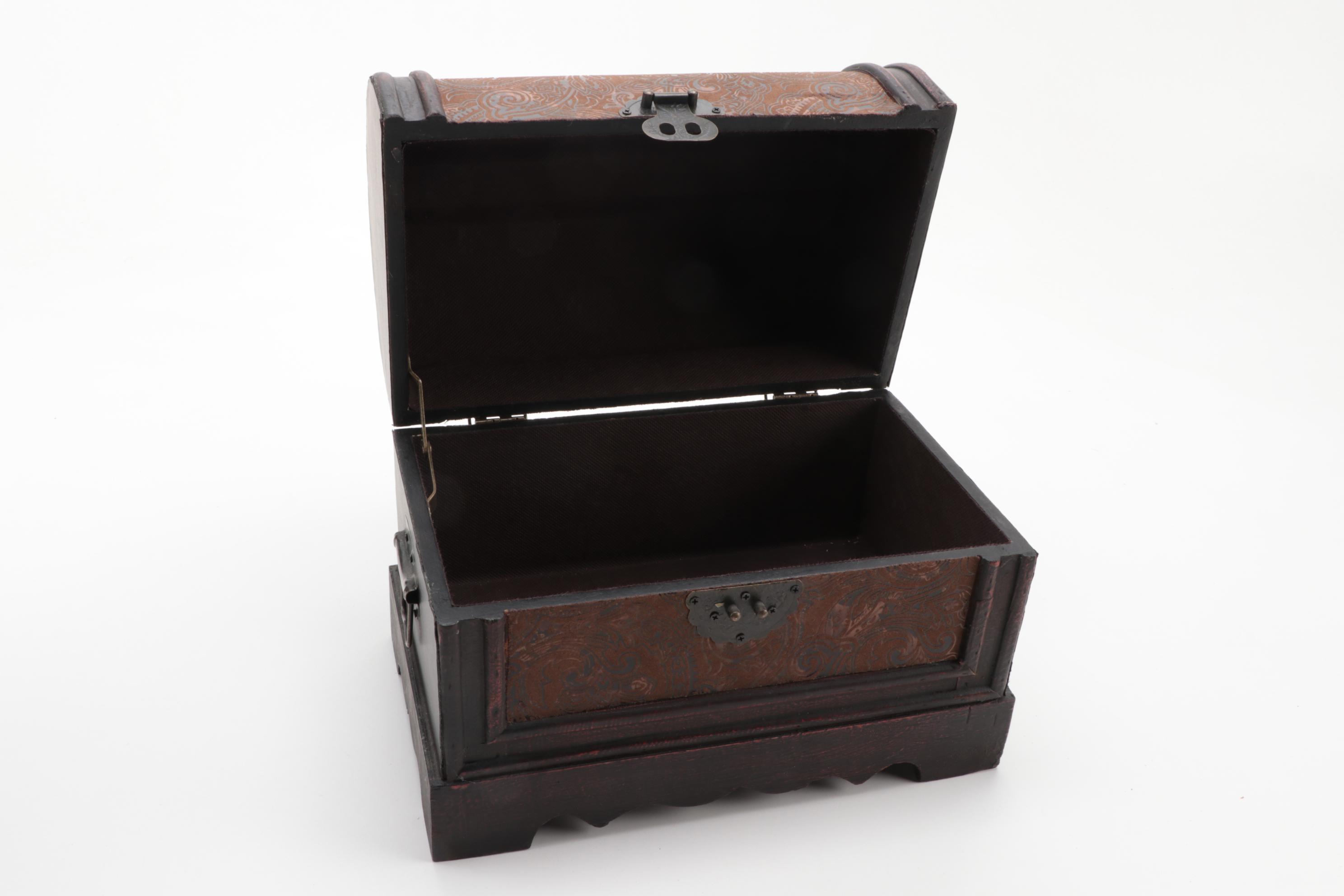 Wooden Chest, Rustic BoxClox, Ceramic Elephant and Embellished Metal Box