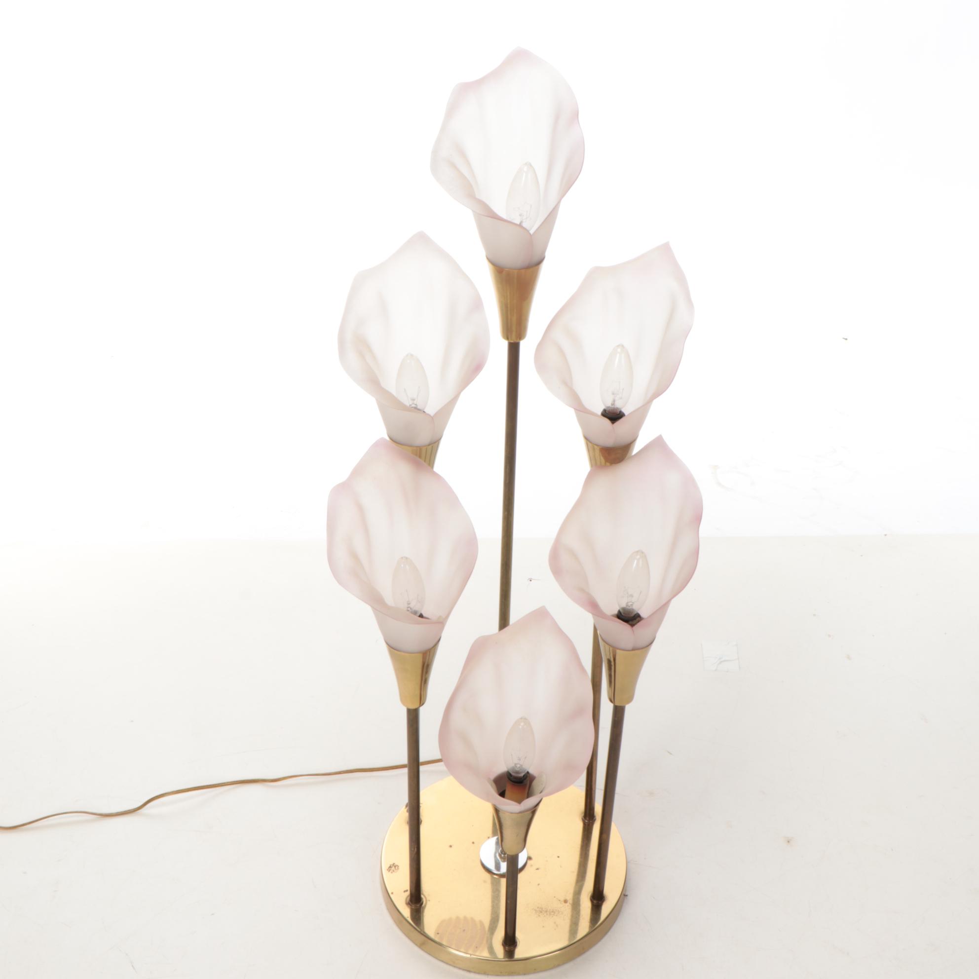Harris Industries Brass Calla Lily Table Lamp, 1980s