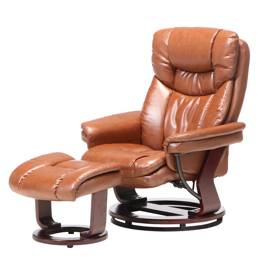 Belnick Inc. Faux-Leather Swivel Recliner and Ottoman