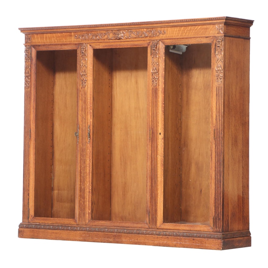 American Renaissance Revival Quartersawn Oak Triple-Door Bookcase, circa 1900