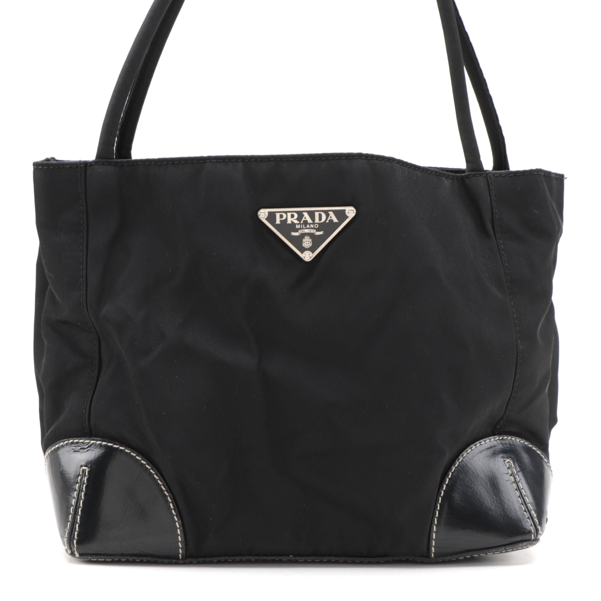 Prada Shoulder Bag in Black Tessuto Nylon and Leather