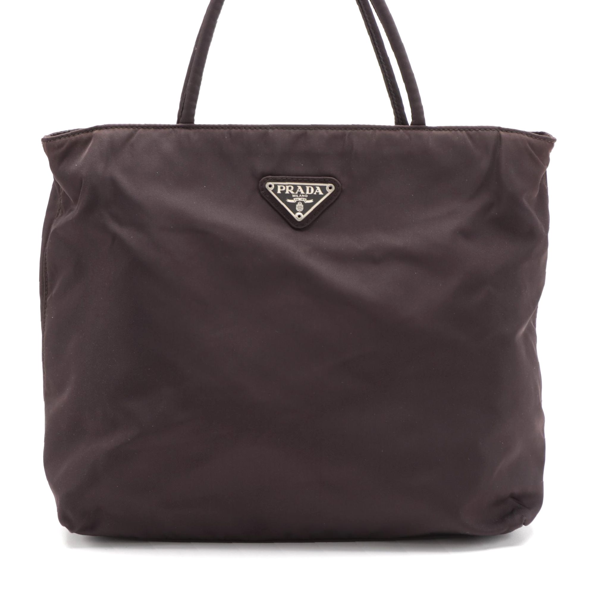 Prada Dark Brown Nylon Top Handle Bag